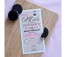 Vintage Milk and Cookies Birthday Party Printable 4x8 Invitation - Pink